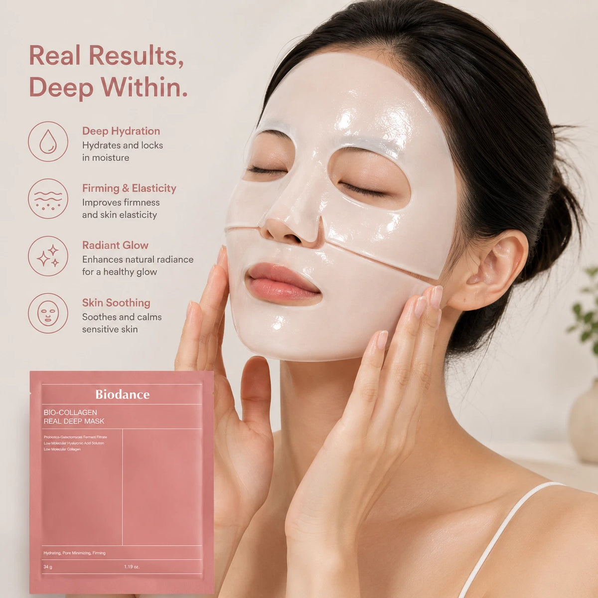 Biodance Bio-Collagen Real Deep Mask 4 Sheets Overnight Hydrogel Face K-Beauty
